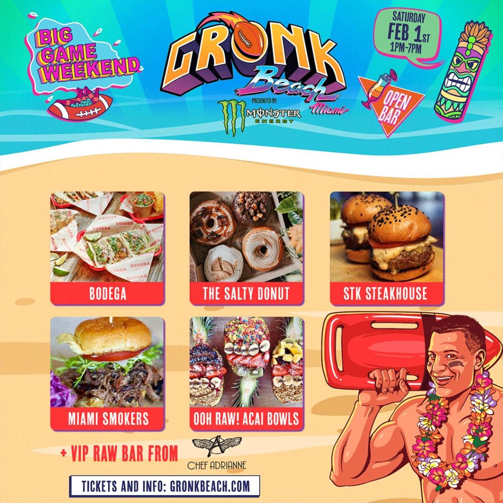 Gronk Beach Miami Superbowl 2020 party menu.