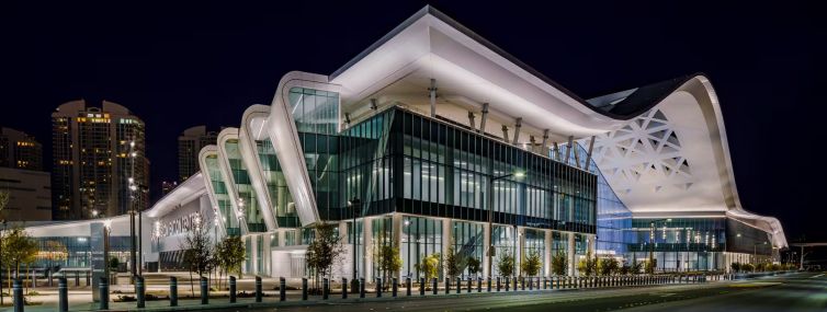 Las Vegas Convention Center illuminated during MAGIC Las Vegas 2026.