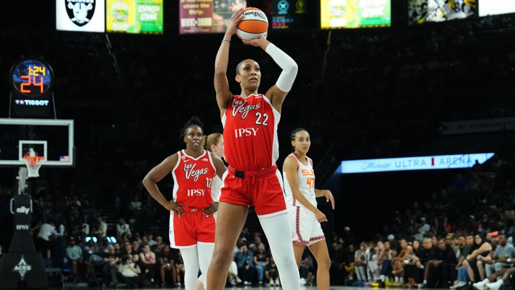 A’ja Wilson shooting for the Las Vegas Aces