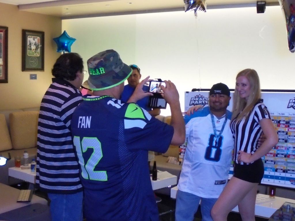 Seahawks fan at a hosted Las Vegas Fantasy Draft party