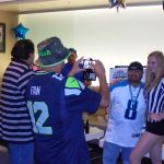 Seahawks fan at a hosted Las Vegas Fantasy Draft party