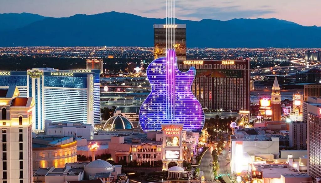 Rendering of the future Hard Rock Las Vegas guitar hotel