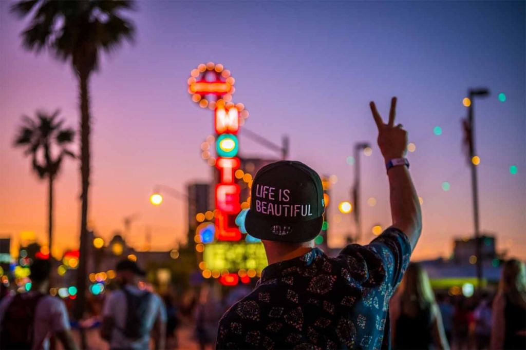 Festival visitors in downtown Las Vegas