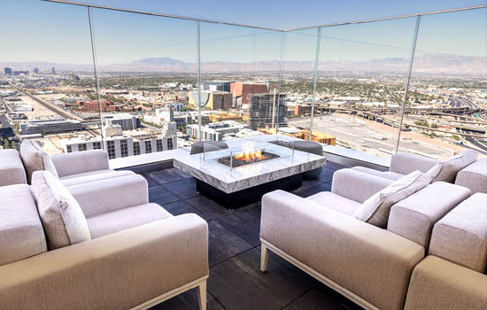 Legacy Club rooftop terrace seating and panoramic view