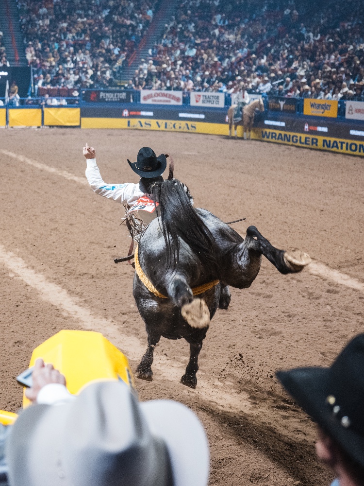 Wrangler NFR rodeo action in Las Vegas