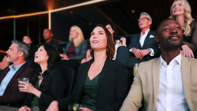 Audience watching an immersive presentation at Sphere