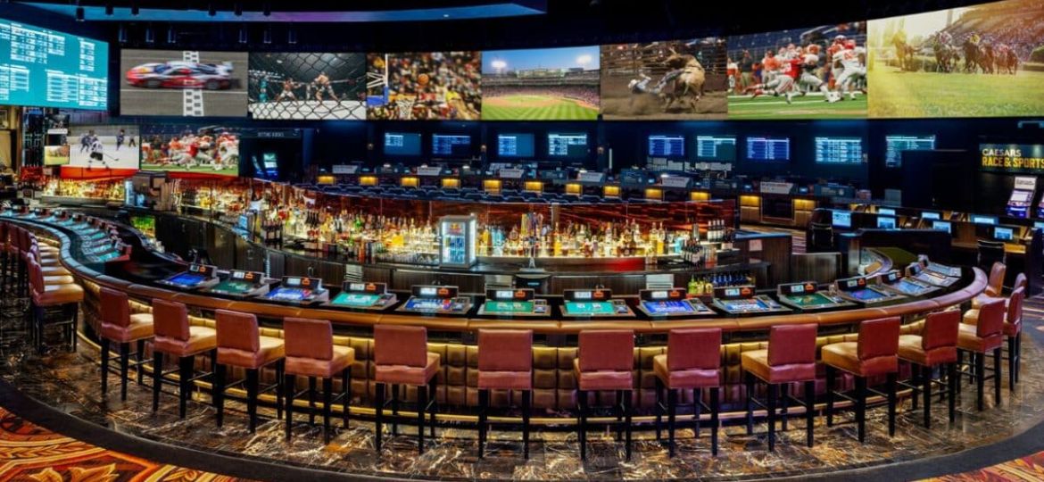Caesars Palace Sportsbook viewing area in Las Vegas