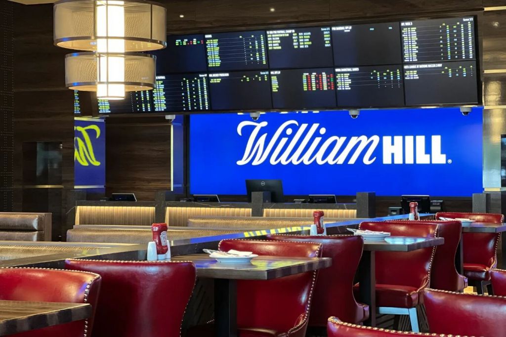 Sports viewing and sportsbook displays inside Chickie’s and Pete’s at SAHARA Las Vegas