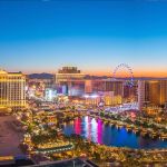 Panoramic view of the Las Vegas Strip at sunset