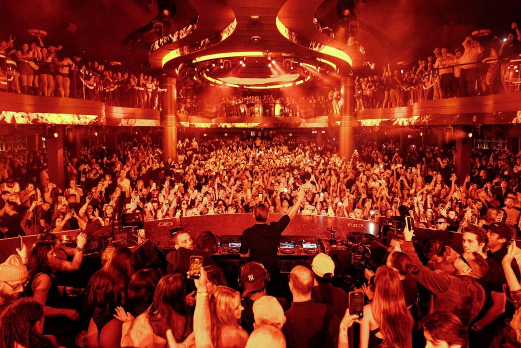 Stage production and guests at LIV Nightclub Las Vegas