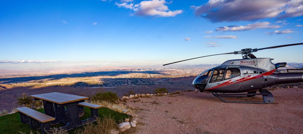Maverick helicopter at a private Red Rock landing site