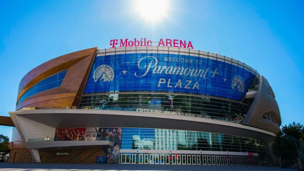 Paramount+ Plaza outside T-Mobile Arena on the Las Vegas Strip