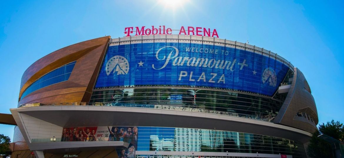 Paramount+ Plaza outside T-Mobile Arena on the Las Vegas Strip