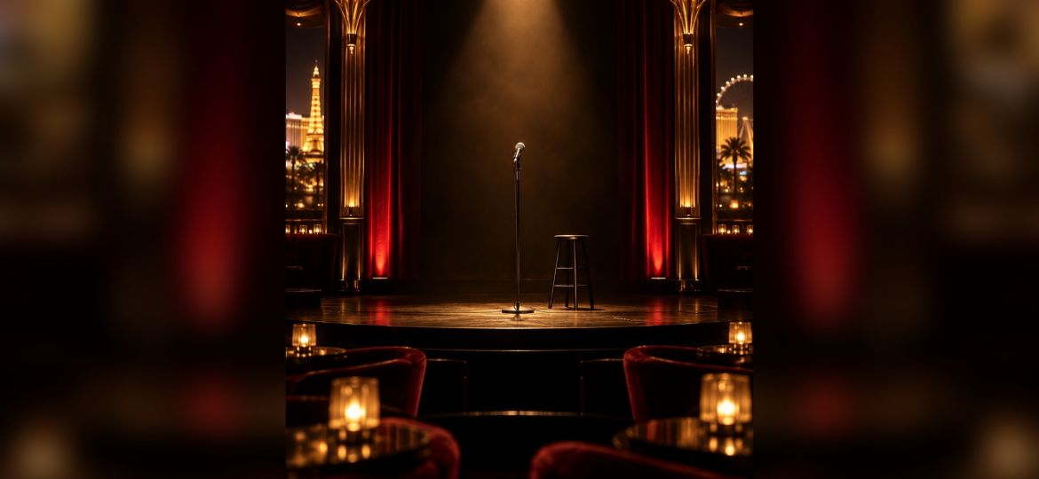 Comedy stage prepared for Sebastian Maniscalco in Las Vegas