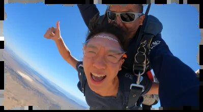 First time tandem jumper with a Skydive Las Vegas instructor
