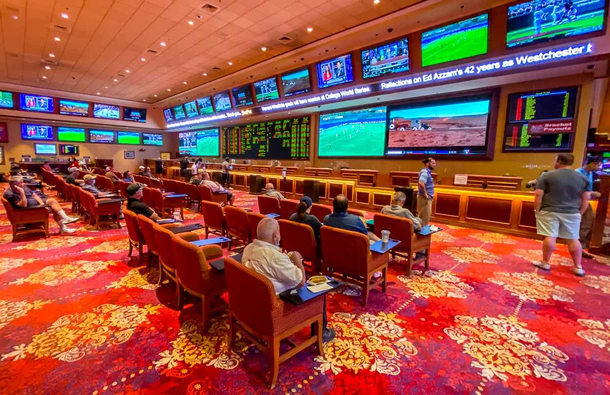 South Point Sports Book seating and screens