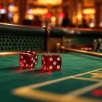 AI-generated illustration of red dice and chips on a craps table