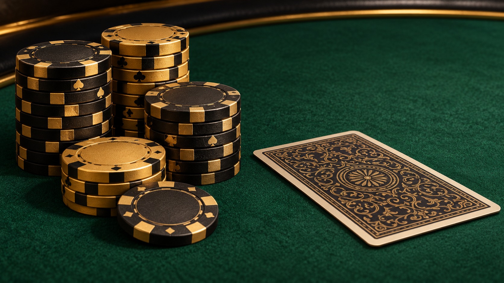 Illustration of casino chips and a face down playing card