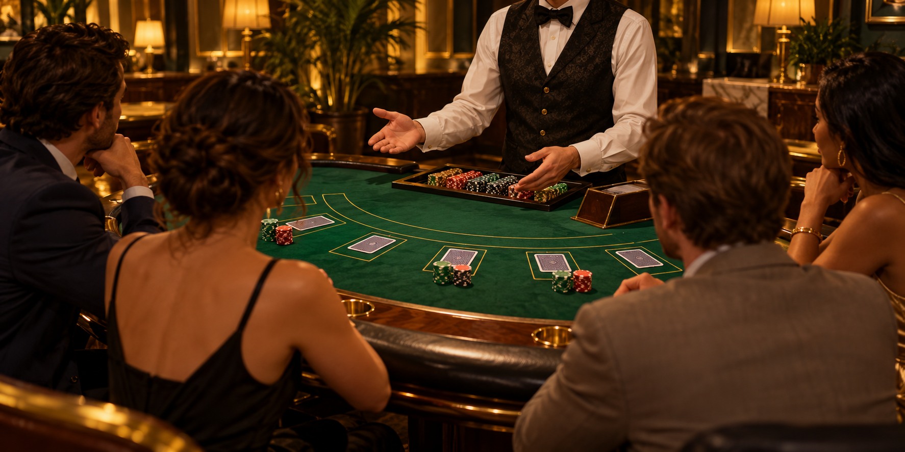 Illustration of adults learning at a blackjack table